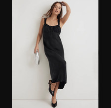 Madewell NEW NWT Womens 10 Black Square Neck Midi Dress Jada