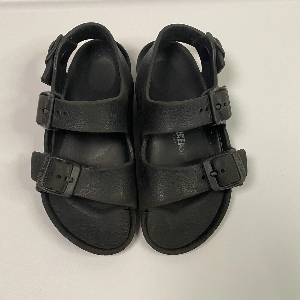 Birkenstock Milano Eva Kids Black Rubber Slingback Sandals Size 28 US 10 - flaw - Image 3 of 4