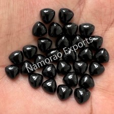 Natural Black Onyx Trillion 6x6 mm to 20x20 mm Cabochon Loose Gemstone Lot