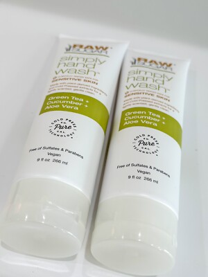 2 RAW SUGAR Hand Wash Simply For Sensitive Skin Green Tea Cucumber & Aloe Vera