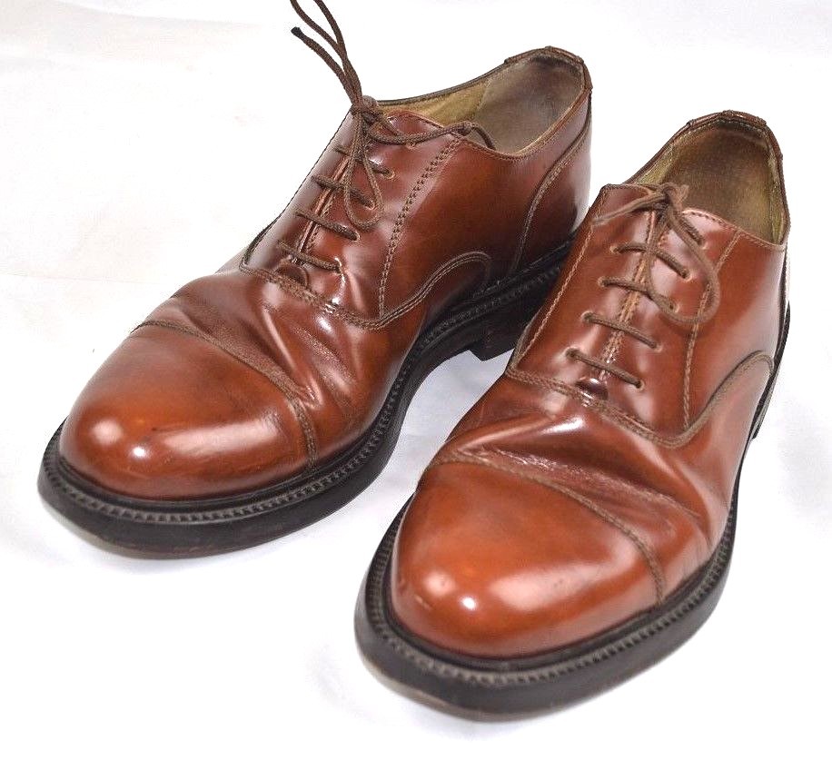 Antica Cuoieria Brown Leather Oxfords Cap Toe Lace Up Shoes 