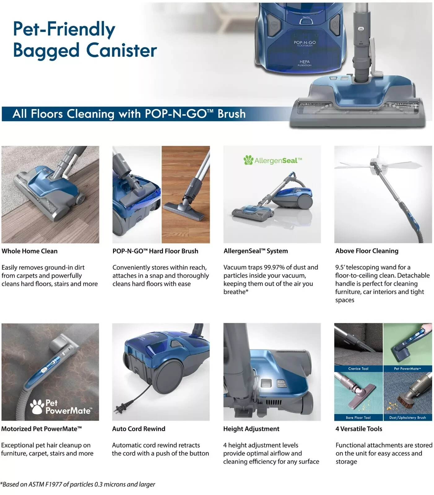 Kenmore 600 Series Blue Bagged Canister Vacuum Cleaner with Pet