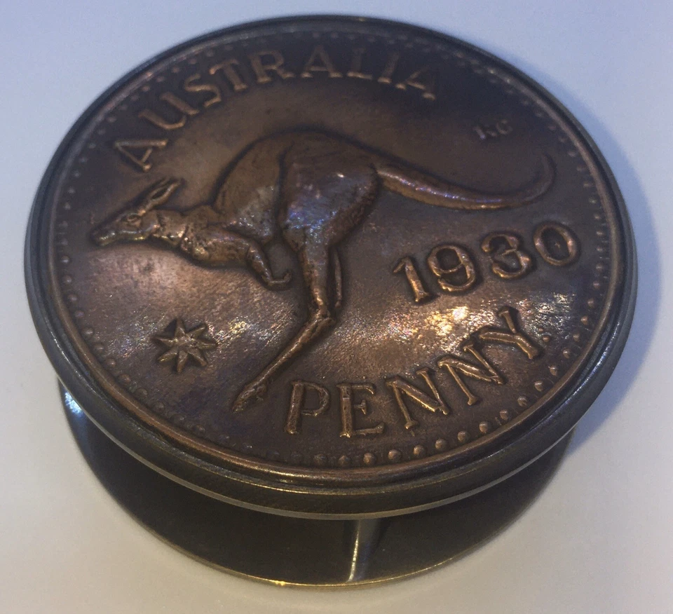 Austrália 1930 Vintage Estilo Deslizante Bússola Latão e Cobre com Estojo de Couro Novo - Imagem 3 de 4