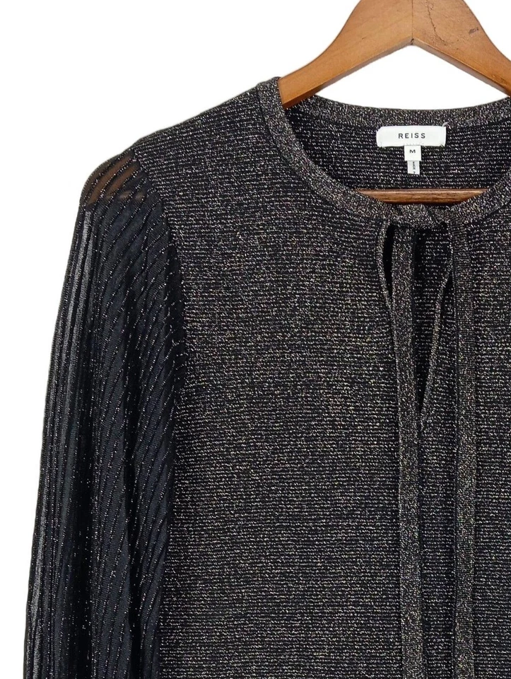 REISS Blouse brillante Dames Blouse T EU 38 argenté style décontracté - Photo 3/4