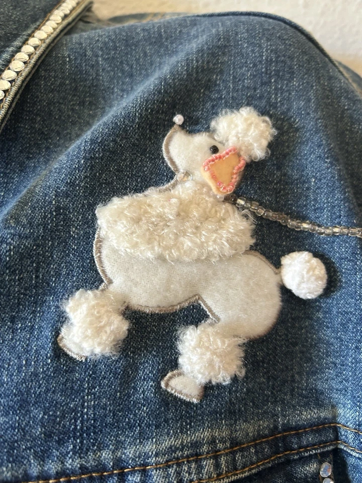 Quacker Factory White Poodle appliquéd Denim Jacket 3X - Image 3 of 4