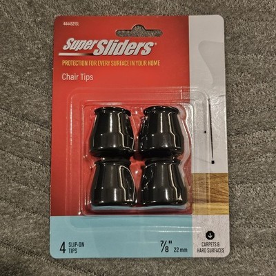 2 sets Super Sliders 7/8''-22mm   4 RUBBER SLIP-ON CHAIR/ TABLE LEG TIPS -  BLACK