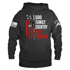 God Family Freedom 2nd Amendment Veteran Military Patriotic US Flag Hoodie