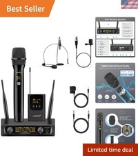Enhanced UHF Wireless Microphone Set with Handheld, Headset, and Lavalier Mics
