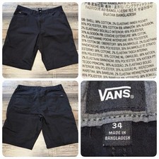 Vans Canvas Chino Shorts Men  s 34 Black Inseam 10 Casual Skater