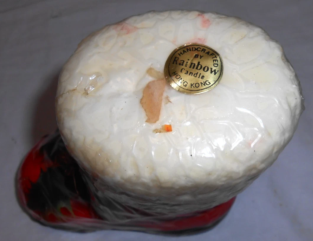 Vintage Santa Boot Wax Candle w Holly Christmas Holiday Decor 5" New Hong Kong image 3