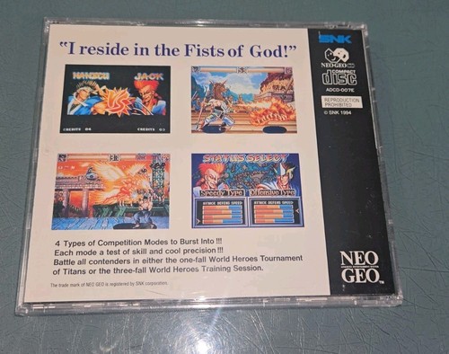 RARO CD US World Heroes 2 Jet Neo Geo quasi come nuovo! Scheda colonna vertebrale mancante - Foto 4 di 4