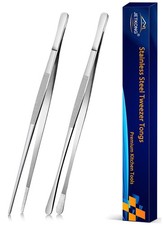 JETKONG 2 Pcs 10Inch Cooking Tweezers Stainless Steel, Straight Food Tweezers...