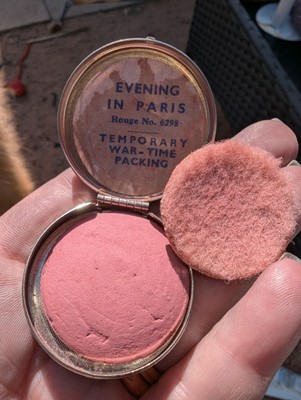 1930er Jahre Ägyptisches Motto Kompakt Bourjois Paris Rouge! Temporäre Kriegsdose Verpackung 