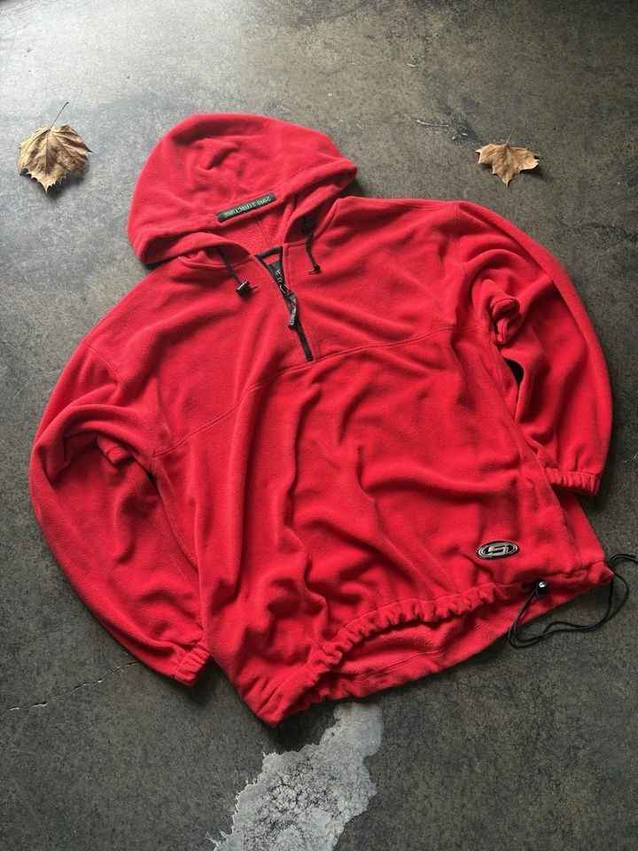 Sudadera con Capucha Pullover Suelta Exterior Para Hombre Talla Grande Y2K L De Colección Años 90’s Rojo Ski Tek Gear Foto 3 de 4