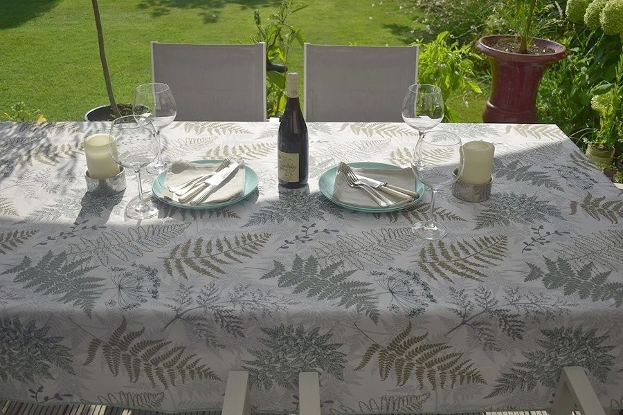 Tischdecke Provence 150x240 cm mint grau weiß Farnmotive Frankreich pflegeleicht - Bild 4 von 4