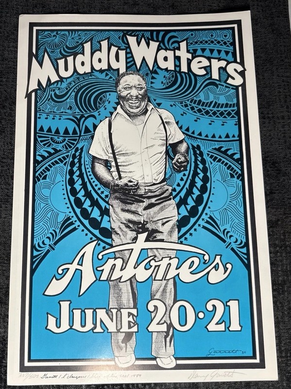 SINGED 1980  “ Dancing Muddy “ Waters Concert Poster Art by Danny Garrett ￼