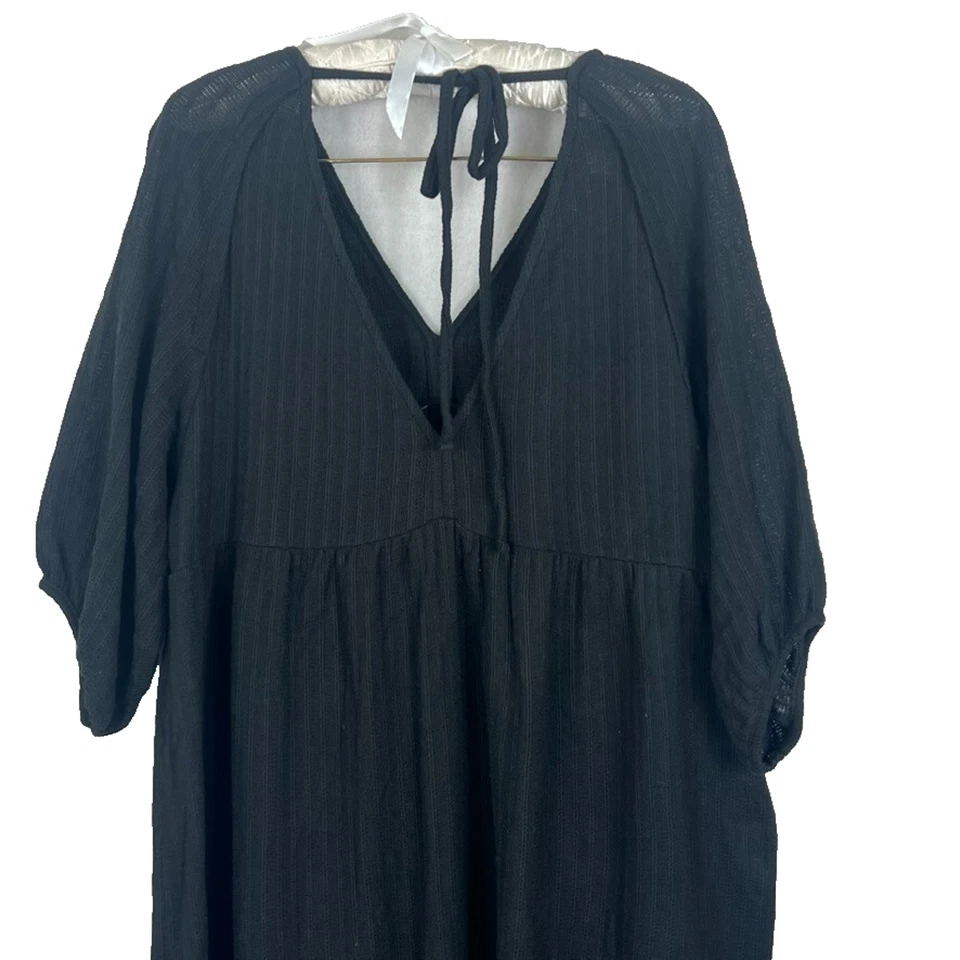 Maxi Vestido Largo Massimo Dutti Para Mujer XS Negro Cuello en V Manga Globo Foto 3 de 4