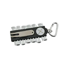 3 in 1 TEE CADDY 12 Golf Ball Tees Magnetic Marker Metal Divot Tool w/ Carabiner