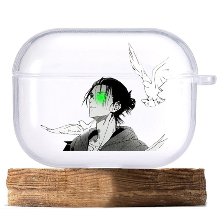 Estuche Transparente Anime Attack on Titan Apple Airpods Pro Gen 2 3 4 Eren Jaeger Foto 2 de 4