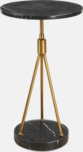 Uttermost 50066 Rosston 14" Diameter Iron and Marble Accent Table - Black - Picture 5 of 5