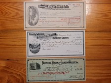 US: 3 Schecks: Great Falls, 1914 /Humboldt County, 1915/ Farmers Bank, 1921 *