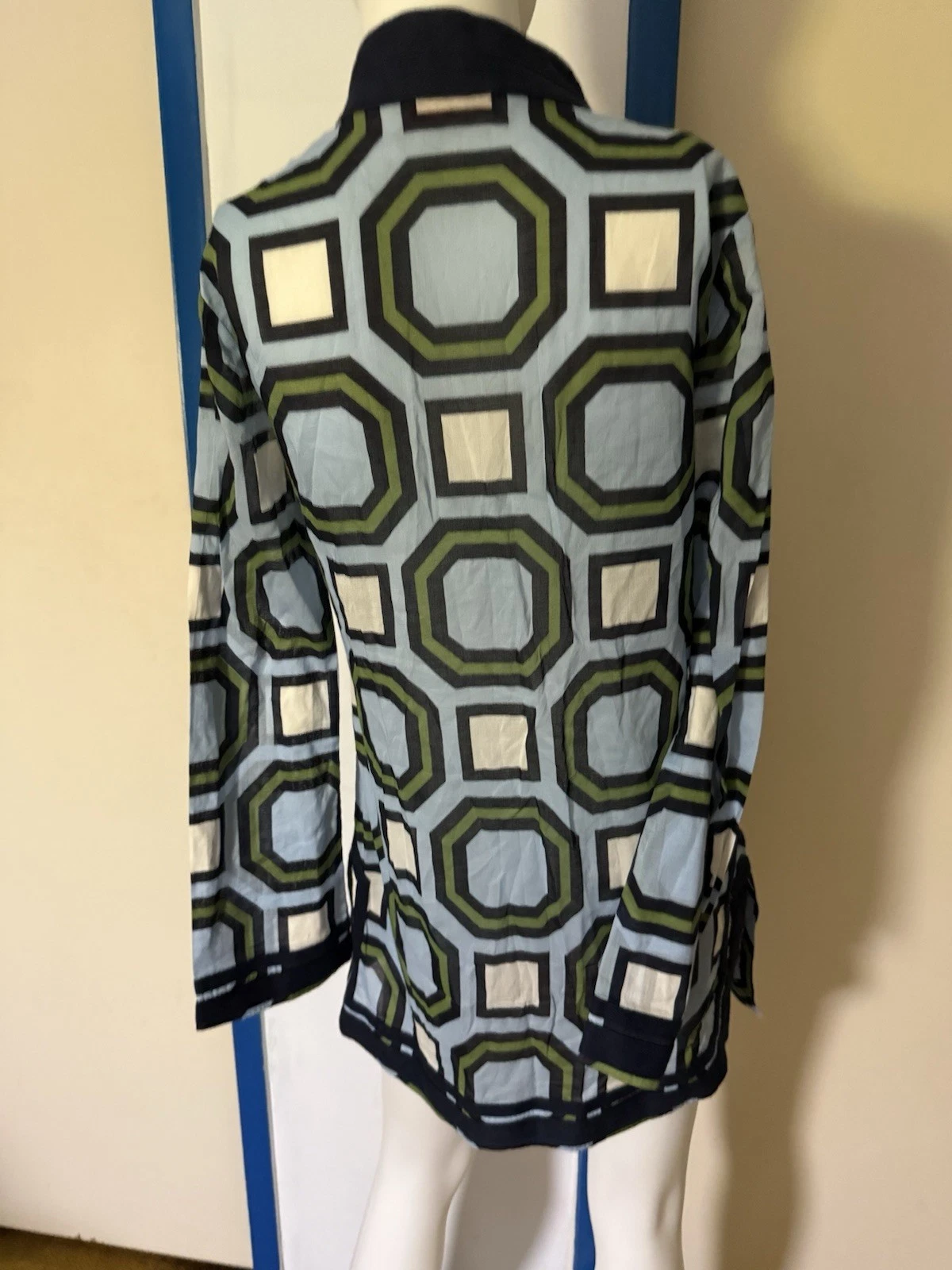 Tory Burch Tory tunica S caftano resort copricostume da bagno David Hicks Geo ottagonale