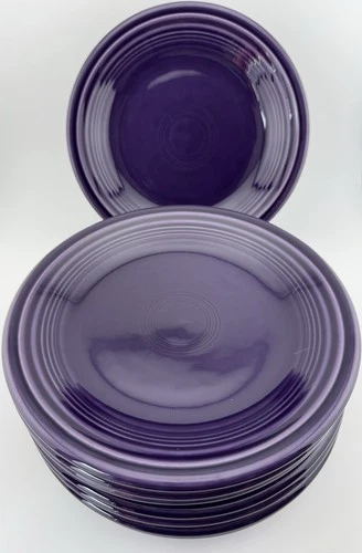 Set Of 8 Homer Laughlin Fiesta Lead Free Plum Purple 7” Salad  Plates