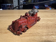 VINTAGE 1930's HUBLEY CAST IRON OPEN CAB FIRE TRUCK with NICKEL PLATED BOILER 2
