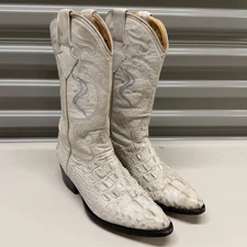 Monarca Cowboy Boots Womens 6 1/2 White Leather Crocodile Pressed Mexico Outdoor