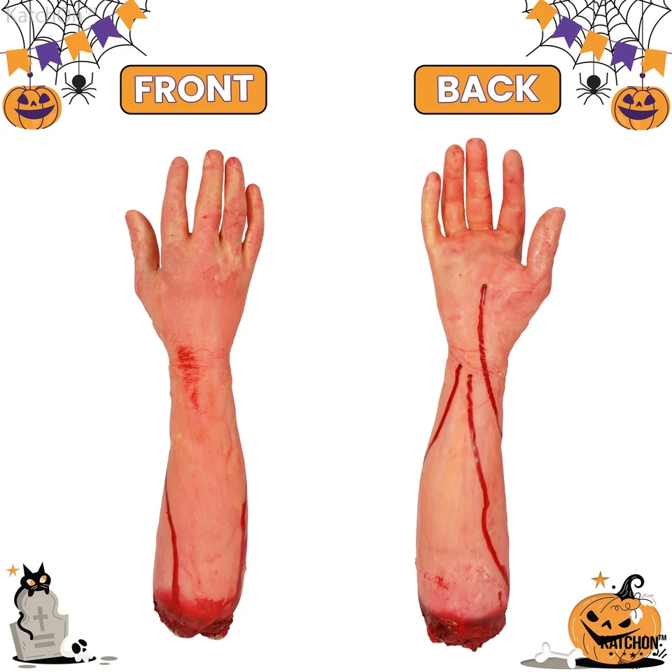 KatchOn 万圣节假 Severed Arm 19 英寸僵尸逼真死人手道具 — 第 2/4 张图片