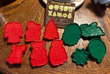 Vintage Christmas 10 Piece Cookie Cutter Kit W/Original Container W/Paperwork