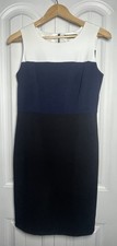 Nine West Women’s Dress White,  Navy And Black Sleeveless Knee Length