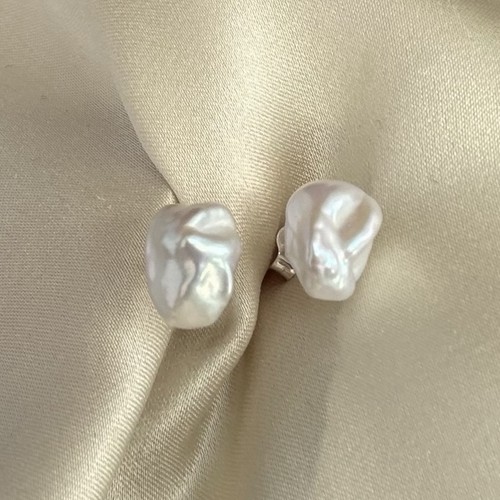Freshwater Baroque Irregular Pearl 925 Sterling Silver Stud Earrings