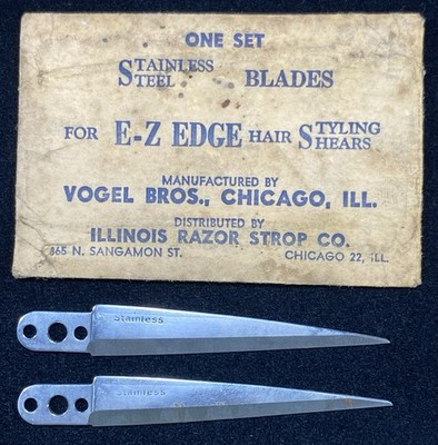 Vtg ~ Flamingo Blades ~ One Set For E-Z Edge Hair Styling Shears ~ Vogel Bros.