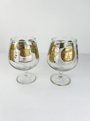 Vintage Gin & Tonic Advertising Snifter Glasses Schweppes Gordon s Beefeater Set
