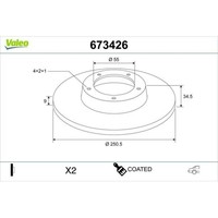 1X Bremsscheibe Valeo 673426 Passend FüR Ford Mazda Ford Asia & Oceania