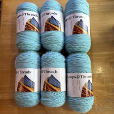 Loops And Threads 7oz Skein Lot Of 6 Color Aqua New