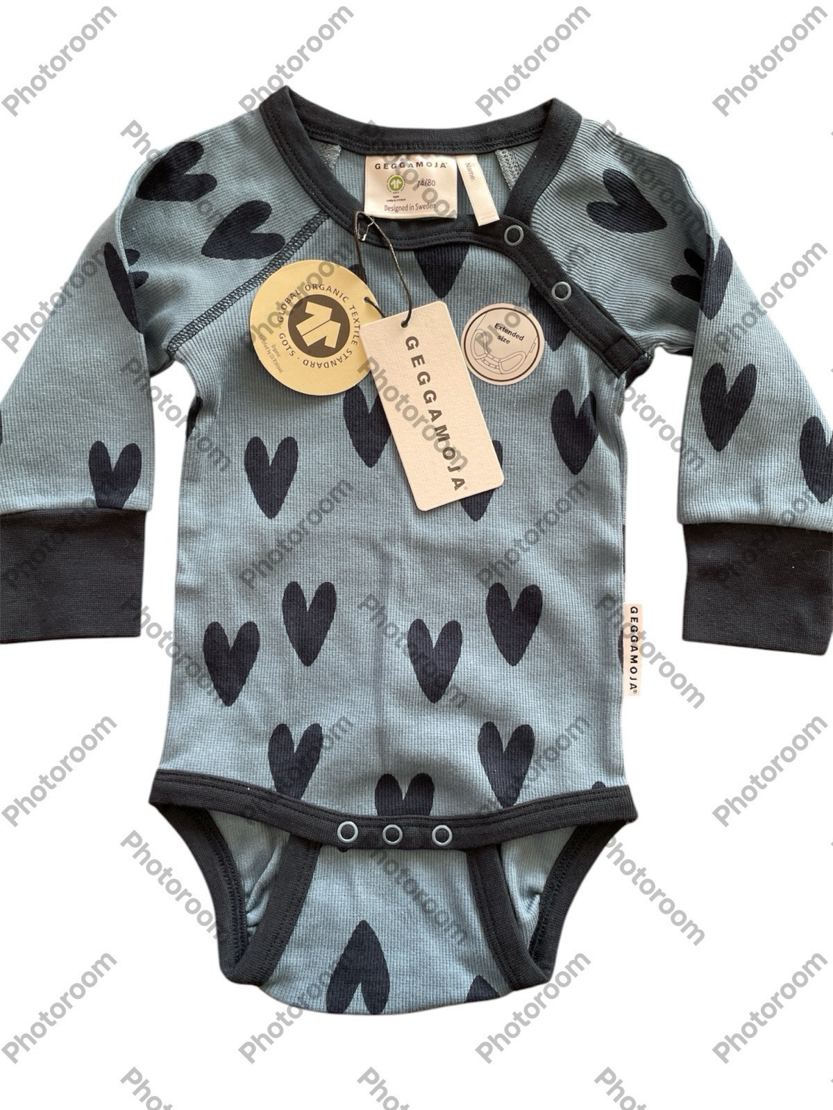 Geggamoja NWT Blue Hearts Ribbed Organic Cotton Extendable Geggamoja NWT Blue Hearts Ribbed Organic Cotton Extendable