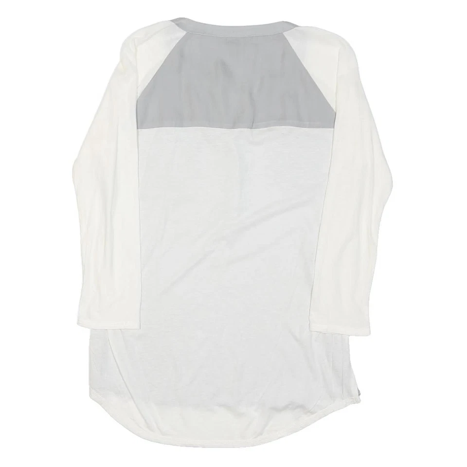 EXPRESS Haut Femme Manches Longues Col V Gris & Blanc Léger Basic - Photo 3/4