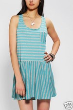 NEW URBAN OUTFITTER Coincidence & Chance TURQUOISE STRIPE Tie Back Dress LARGE