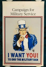 Original Poster Uncle Sam I Want You End Military Ban Campaign for Service Army