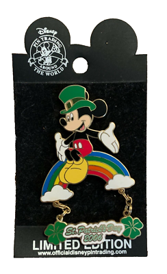ディズニーストア セントパトリックデー スクルージ ピンズ 2006 レアピン Disney Mickey Mouse St. Patrick's Day Pin 2006 Leprechaun Rainbow