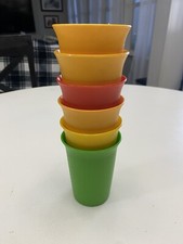 Lot of 6 Vintage Tupperware Kids Bell Tumbler Juice Cups 7 oz