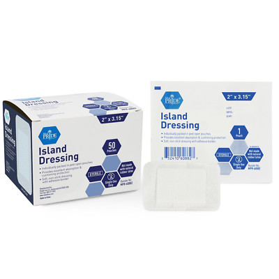 2 X 3.15 Inch Bordered Gauze-Island Dressing| 50 Pack-Individually Packed Pou...
