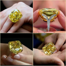 98 TCW Simulated Canary Yellow Citrine  Sapphire Statement Women's Wedding Ring