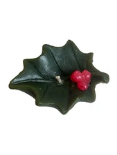 6 Floating Candles Holly Leaf Berry Vintage Green Red 3.25” Unscented Christmas