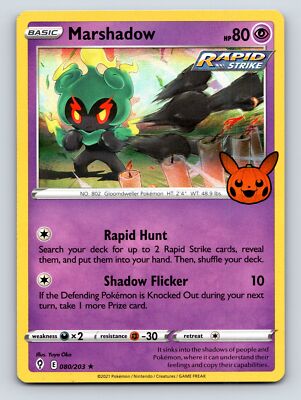 Basic Marshadow HP 80 Rapid Hunt Attack Shadow Flicker Rarity Purple