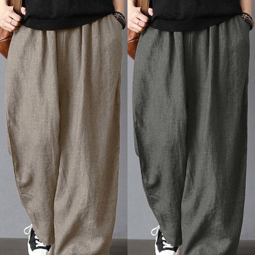 Retro Trousers Wide Leg Pants Baggy Pants Bottoms Loose Leisure Pants Solid ⚝ - Picture 4 of 20