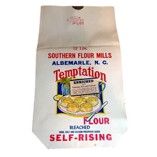 Southern Flour Mills Albemarle NC TEMPTATION FLOUR Unused Empty Paper Bag Sack