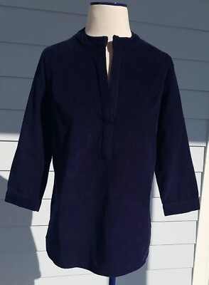 Madison Matthews Navy Blue Corduroy Popover Pullover Tunic Top Size XS NWT